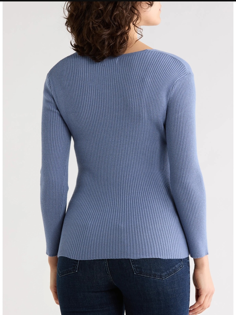 MAX STUDIO V-Neck Wrap Shirt in Dusty Blue